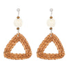 Wholesale Women's Geometric Wooden Threaded Rattan Earrings With Drop Shape And Polishing Treatment