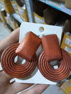Wholesale Women's Geometric Wooden Threaded Rattan Earrings With Drop Shape And Polishing Treatment