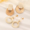 Wholesale Women's Geometric Wooden Threaded Rattan Earrings With Drop Shape And Polishing Treatment
