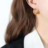 Wholesale Women's Geometric Woven Hollow Ring Metal Chain Earrings Titanium Steel 18K Gold Plated
