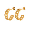 Wholesale Women's Geometric Woven Hollow Ring Metal Chain Earrings Titanium Steel 18K Gold Plated