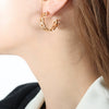 Wholesale Women's Geometric Woven Hollow Ring Metal Chain Earrings Titanium Steel 18K Gold Plated