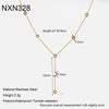 Wholesale Women's Geometric Yshaped Stainless Steel Necklace With Evil Eye And Moon Pendant Featuring Vacuum Real Gold Plating And Oshaped Chain