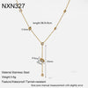 Wholesale Women's Geometric Yshaped Stainless Steel Necklace With Evil Eye And Moon Pendant Featuring Vacuum Real Gold Plating And Oshaped Chain