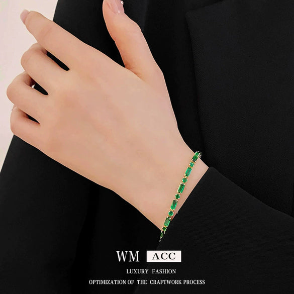 Wholesale Women's Geometric Zircon Buckle Bracelet With Real Gold Electroplated Light Luxury And High Sense Style