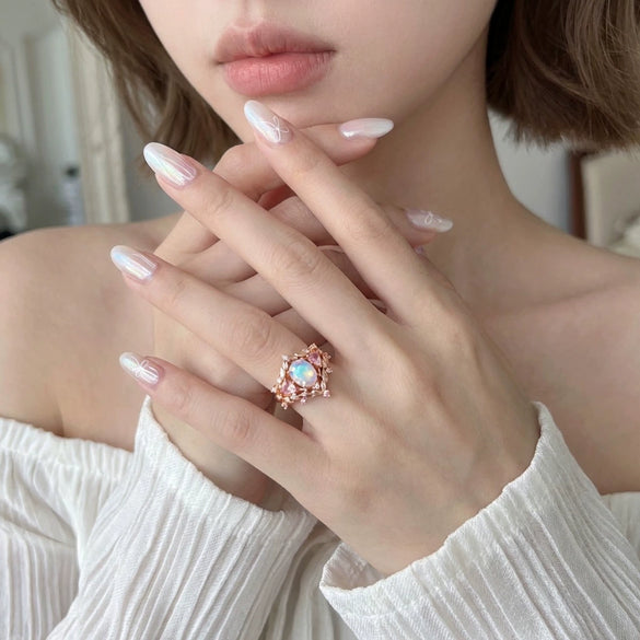Wholesale Women's Geometric Zircon Copper Electroplated Ring In Princess Style