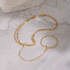Wholesale Women's Geometric Zircon Finger Chain Bracelet Real Gold Plated Stainless Steel