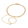 Wholesale Women's Geometric Zircon Finger Chain Bracelet Real Gold Plated Stainless Steel