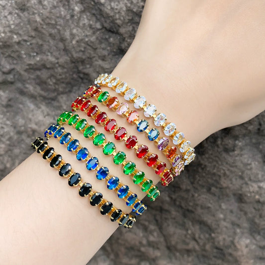 Wholesale Women's Geometric Zircon Inlaid Copper Bracelet