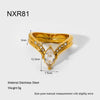 Wholesale Women's Geometric Zircon Inlay Stainless Steel 18K Gold Plated Ring Light Luxury Design Jewelry Accessories