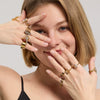 Wholesale Women's Geometric Zircon Inlay Stainless Steel 18K Gold Plated Ring Light Luxury Design Jewelry Accessories