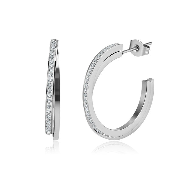 Wholesale Women's Geometric Zircon Multi Circle Stainless Steel And 925 Silver Electroplated Earrings With Original Design