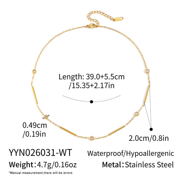 Wholesale Women's Geometric Zircon Necklace In Stainless Steel And Titanium Steel With Pvd Furnace Vacuum Real Gold Plating