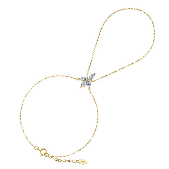 Wholesale Women's Geometric Zircon S925 Silver Chain Bracelet Simple Multilayer Combination Finger Jewelry