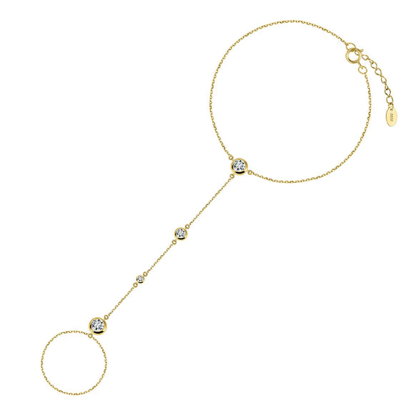 Wholesale Women's Geometric Zircon S925 Silver Chain Bracelet Simple Multilayer Combination Finger Jewelry