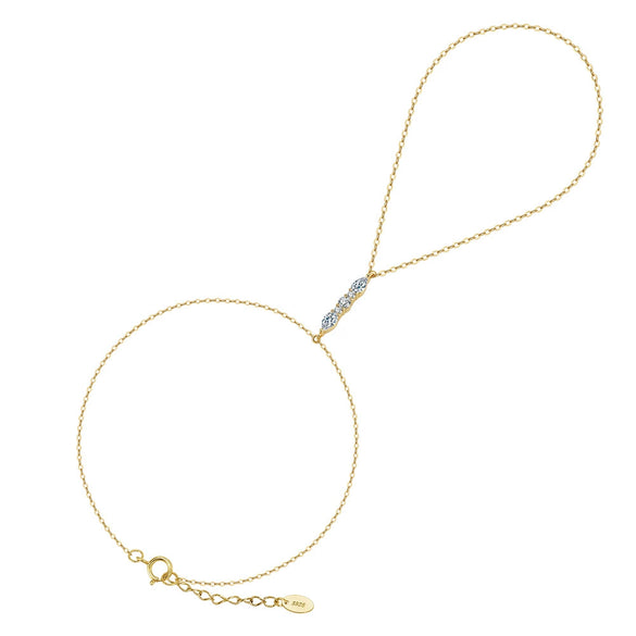 Wholesale Women's Geometric Zircon S925 Silver Chain Bracelet Simple Multilayer Combination Finger Jewelry