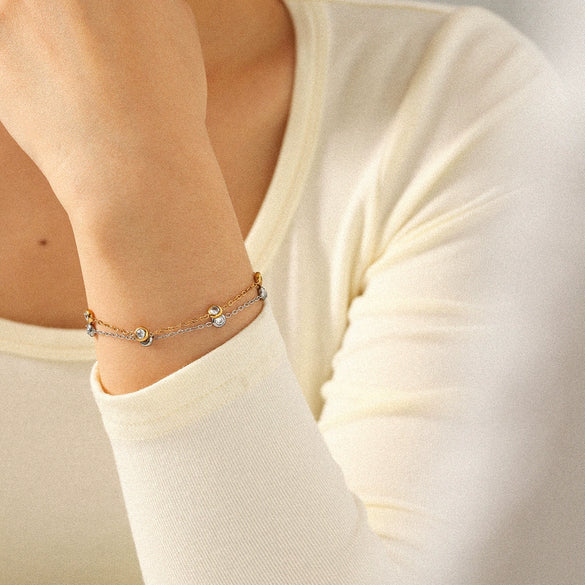 Wholesale Women's Geometric Zircon Stainless Steel Bracelet Fashion Jewelry