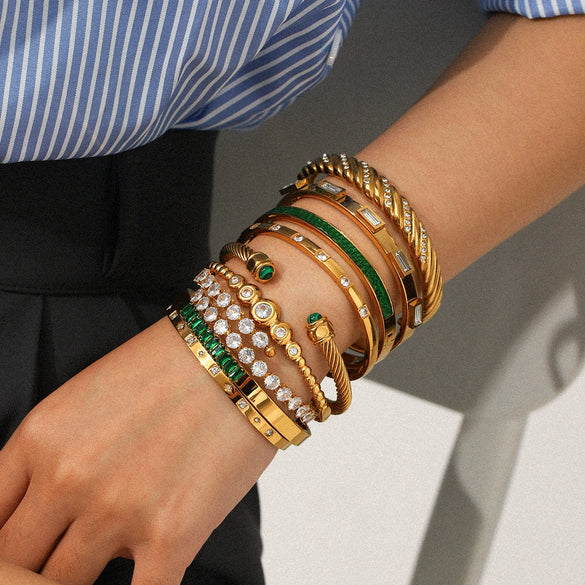 Wholesale Women's Geometric Zircon Stainless Steel Bracelet