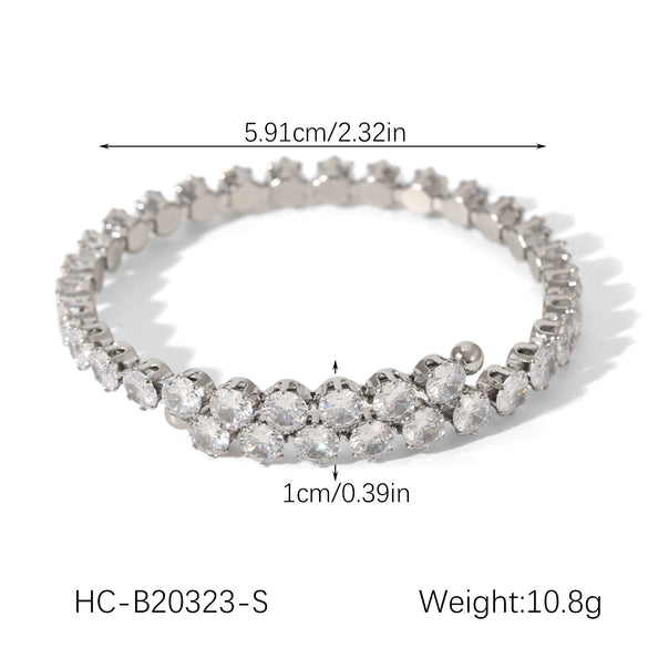 Wholesale Women's Geometric Zircon Stainless Steel Bracelet