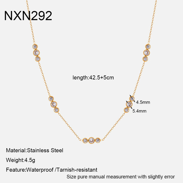 Wholesale Women's Geometric Zircon Stainless Steel 18K Gold Plated Oshaped Pendant Necklace