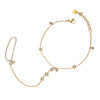 Wholesale Women's Geometric Zircon Stainless Steel 18K Gold Plated Ring And Bracelet Combo