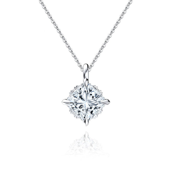 Wholesale Women's Geometric Zircon 925 Sterling Silver Flash O Chain Necklace With Electroplating