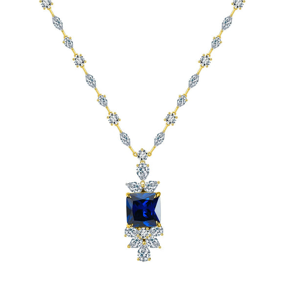 Wholesale Women's Geometric Zircon 925 Sterling Silver Flash O Chain Necklace With Electroplating