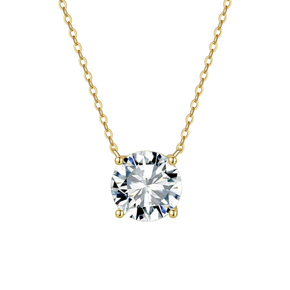 Wholesale Women's Geometric Zircon 925 Sterling Silver Flash O Chain Necklace With Electroplating