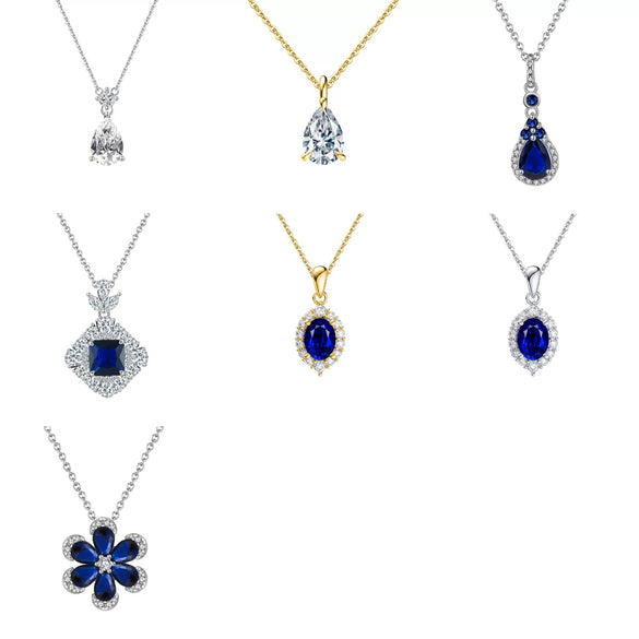 Wholesale Women's Geometric Zircon 925 Sterling Silver Flash O Chain Necklace With Electroplating