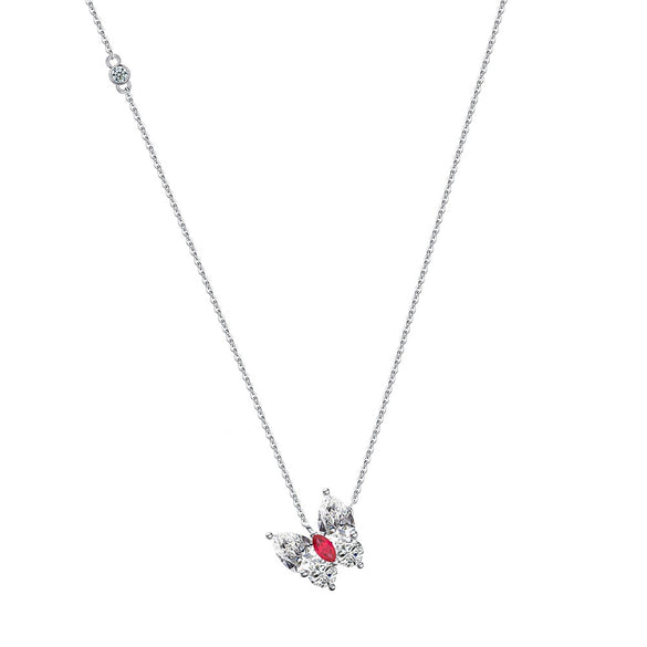 Wholesale Women's Geometric Zircon 925 Sterling Silver Flash O Chain Necklace With Electroplating