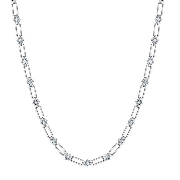 Wholesale Women's Geometric Zircon 925 Sterling Silver Flash O Chain Necklace With Electroplating