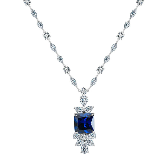 Wholesale Women's Geometric Zircon 925 Sterling Silver Flash O Chain Necklace With Electroplating