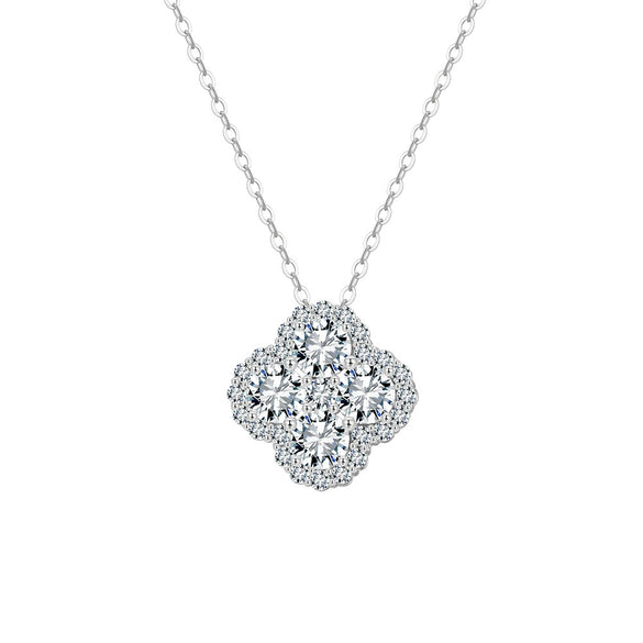 Wholesale Women's Geometric Zircon 925 Sterling Silver Flash O Chain Necklace With Electroplating