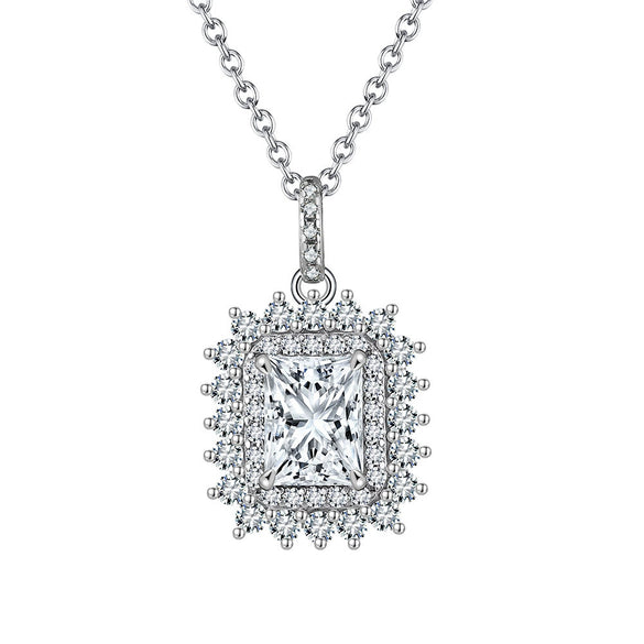Wholesale Women's Geometric Zircon 925 Sterling Silver Flash O Chain Necklace With Electroplating