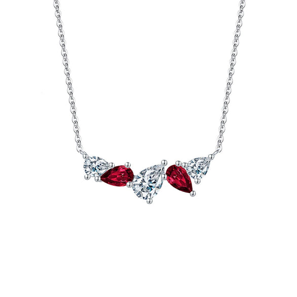 Wholesale Women's Geometric Zircon 925 Sterling Silver Flash O Chain Necklace With Electroplating
