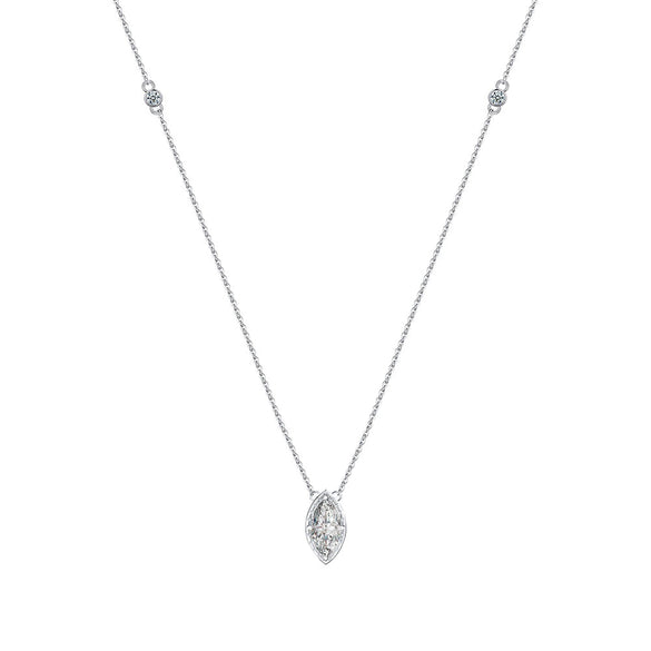Wholesale Women's Geometric Zircon 925 Sterling Silver Flash O Chain Necklace With Electroplating