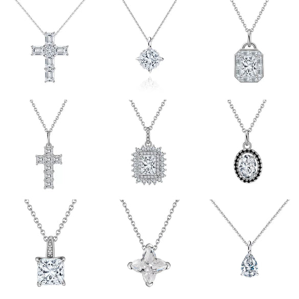 Wholesale Women's Geometric Zircon 925 Sterling Silver Flash O Chain Necklace With Electroplating