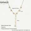 Wholesale Women's Geometric Zircon Tassel Pendant Yshaped Stainless Steel Necklace With Pvd Furnace Vacuum Real Gold Plating