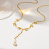 Wholesale Women's Geometric Zircon Tassel Pendant Yshaped Stainless Steel Necklace With Pvd Furnace Vacuum Real Gold Plating