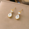 Wholesale Women's Geometric Zircon Water Drop Necklace With Real Gold Plating In The Furnace And String Of Pearls Chain Light Luxury Style