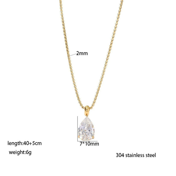 Wholesale Women's Geometric Zircon Water Drop Necklace With Real Gold Plating In The Furnace And String Of Pearls Chain Light Luxury Style