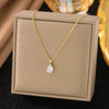 Wholesale Women's Geometric Zircon Water Drop Necklace With Real Gold Plating In The Furnace And String Of Pearls Chain Light Luxury Style