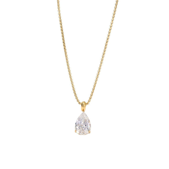 Wholesale Women's Geometric Zircon Water Drop Necklace With Real Gold Plating In The Furnace And String Of Pearls Chain Light Luxury Style