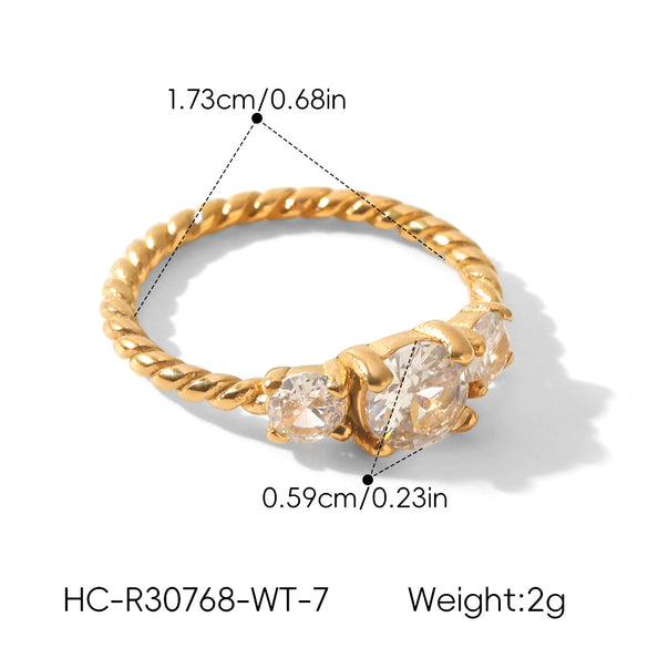 Wholesale Women's Geometric Zirconia Stainless Steel Ring
