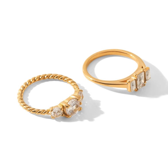 Wholesale Women's Geometric Zirconia Stainless Steel Ring