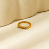 Wholesale Women's Geometric Zirconiastudded Dshaped Stainless Steel 18K Gold Plated Stackable Ring