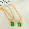 Wholesale Women's Glass And Colored Glaze Geometric Style Gold Plated Ochain Necklace
