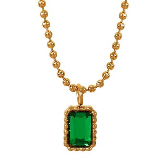 Wholesale Women's Glass And Colored Glaze Geometric Style Gold Plated Ochain Necklace