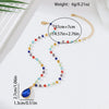 Wholesale Women's Glass Bead Chain Water Drop Pendant Necklace With Flower Pattern Alloy Zinc Electroplated