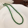 Wholesale Women's Glass Beaded Necklace With Geometric Style And Baking Paint Process And Ball Chain And Ingot Buckle Clasp